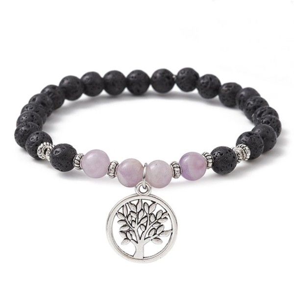 Bracelet with Lava Stone and Amethyst with Tree of Life Pendant [product.brand] 1 - Rosmarinus (koreni-krumlov.cz / platce DPH) 